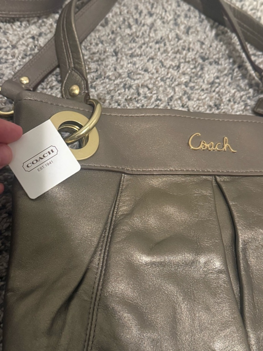 NWT Coach Ashley Leather Hippie Crossbody Bag Metallic Vintage - Picture 3 of 7
